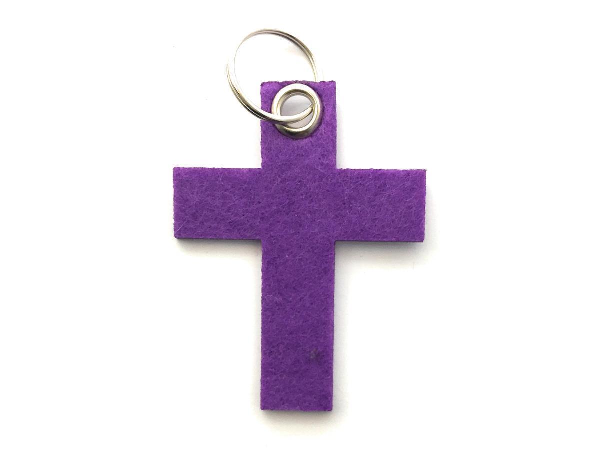 Kreuz groß - Schlüsselanhänger Filz in lila / flieder - Druck / Gravur Kreuz groß - Schlüsselanhänger Filz in lila / flieder mit Druck 4-fbg