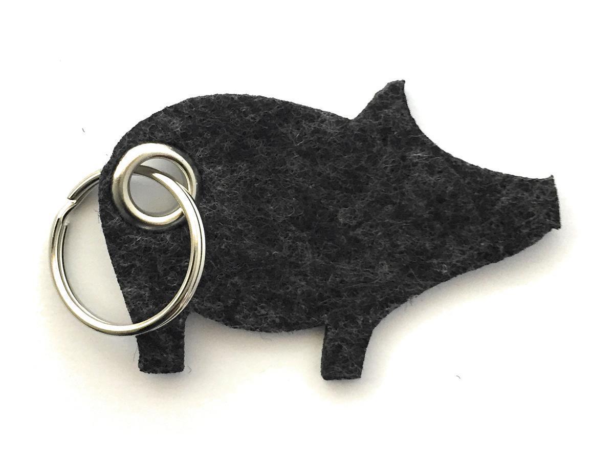 Glücks-Schwein - Schlüsselanhänger Filz schwarz mel. - Druck / Gravur Glücks-Schwein - Schlüsselanhänger Filz schwarz meliert -Druck 4-fbg
