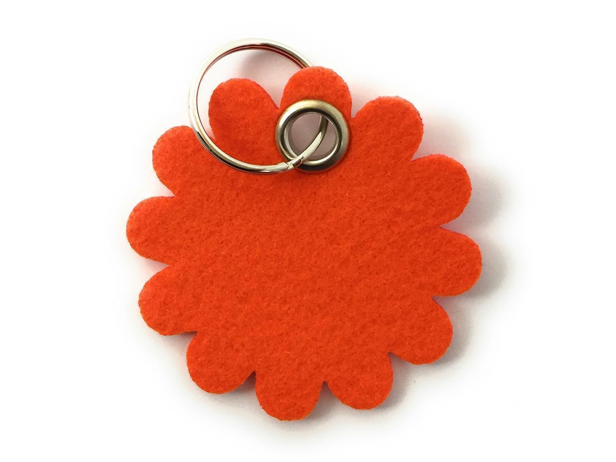 Blume - Rund - Schlüsselanhänger Filz in orange - Druck / Gravur Blume - Rund - Schlüsselanhänger Filz in orange mit Druck 4-fbg