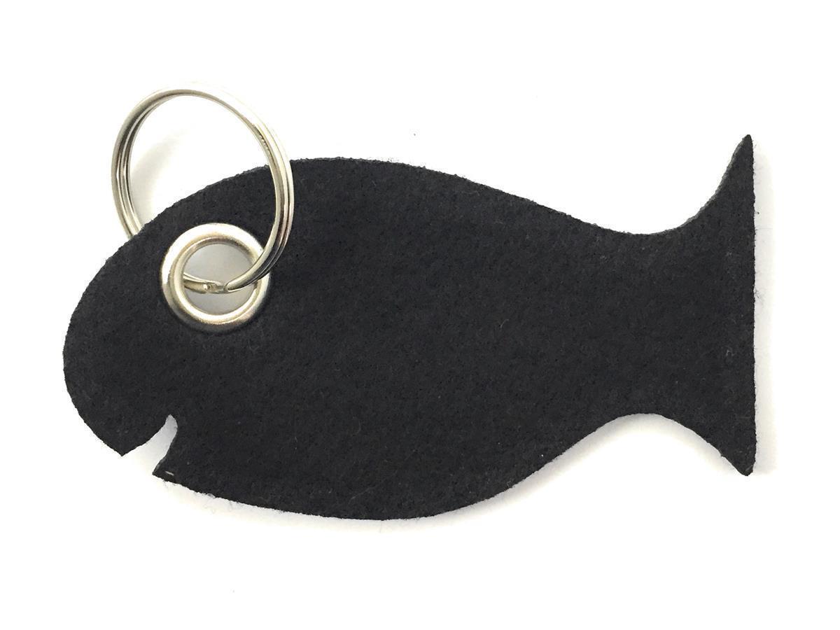 Fisch - Schlüsselanhänger Filz in schwarz mit Druck 4-fbg