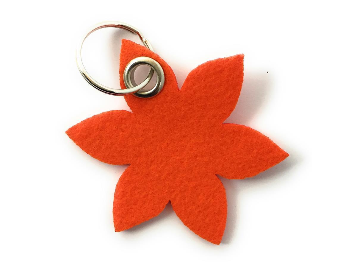 Blume - Spitz - Schlüsselanhänger Filz in orange - Druck / Gravur Blume - Spitz - Schlüsselanhänger Filz in orange mit Druck 4-fbg