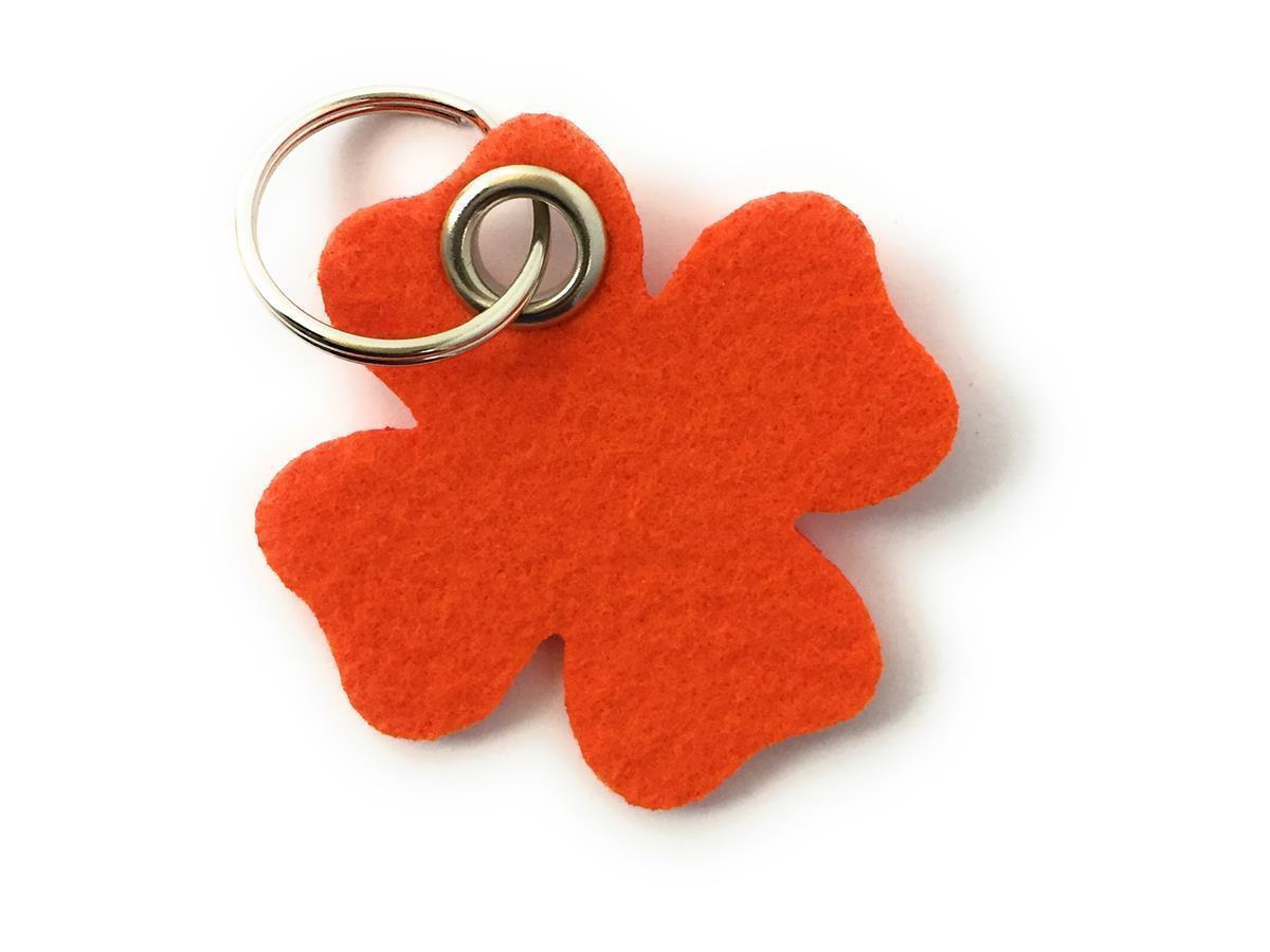 Glücksklee - Schlüsselanhänger Filz in orange mit Druck 4-fbg