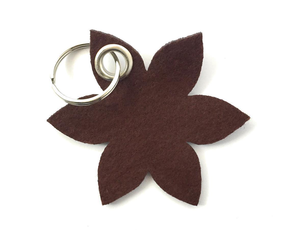Blume - Spitz - Schlüsselanhänger Filz in braun - Druck / Gravur Blume - Spitz - Schlüsselanhänger Filz in braun mit Druck 4-fbg