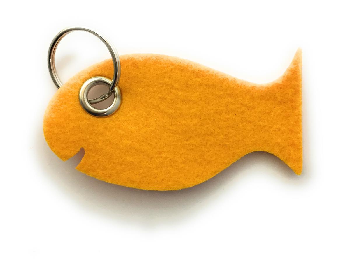 Fisch - Schlüsselanhänger Filz in gelb mit Druck 4-fbg