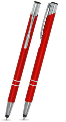 Rot matter LIBO SLIM TOUCH-PEN - Kugelschreiber aus Metall mit gratis Gravur