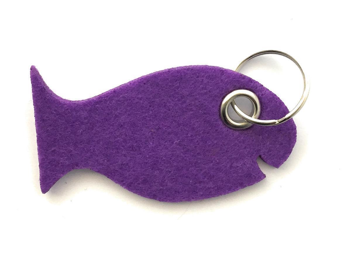 Fisch - Schlüsselanhänger Filz in lila / flieder - Druck / Gravur Fisch - Schlüsselanhänger Filz in lila / flieder mit Druck 4-fbg