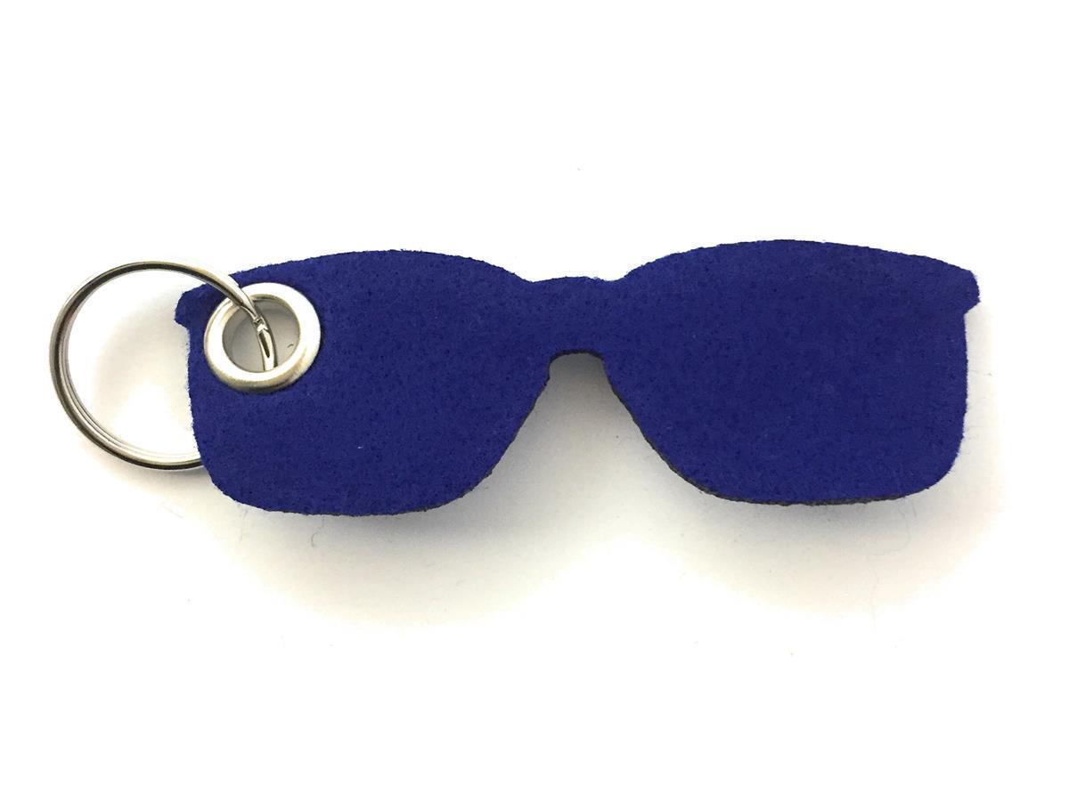 Brille - Schlüsselanhänger Filz in royalblau mit Druck 4-fbg