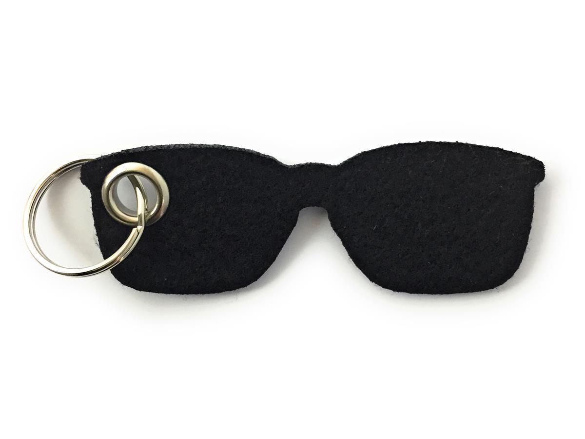 Brille - Schlüsselanhänger Filz in schwarz mit Druck 4-fbg