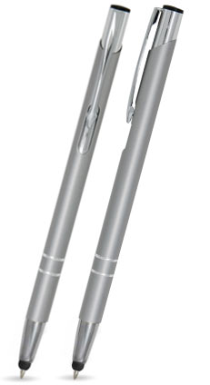 Silber matter LIBO SLIM TOUCH-PEN - Kugelschreiber aus Metall mit gratis Gravur
