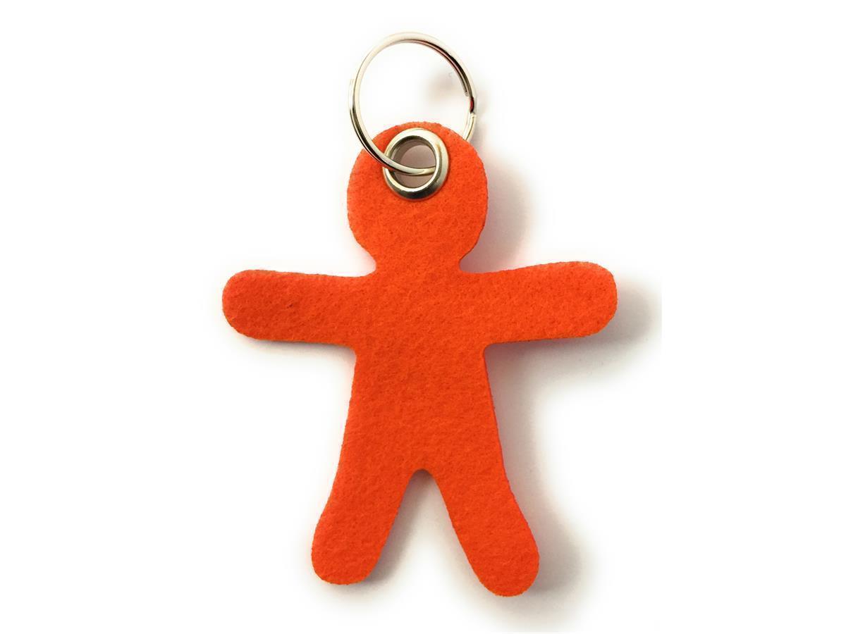 Männchen - Schlüsselanhänger Filz in orange - Druck / Gravur Männchen - Schlüsselanhänger Filz in orange mit Druck 4-fbg