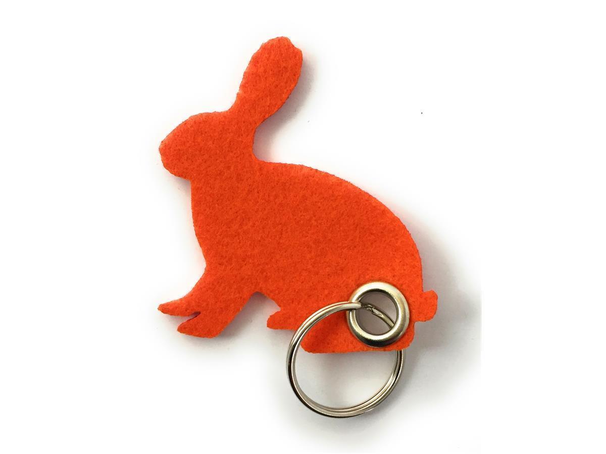 Hase sitzend - Schlüsselanhänger Filz in orange - Druck / Gravur Hase sitzend - Schlüsselanhänger Filz in orange mit Druck 4-fbg
