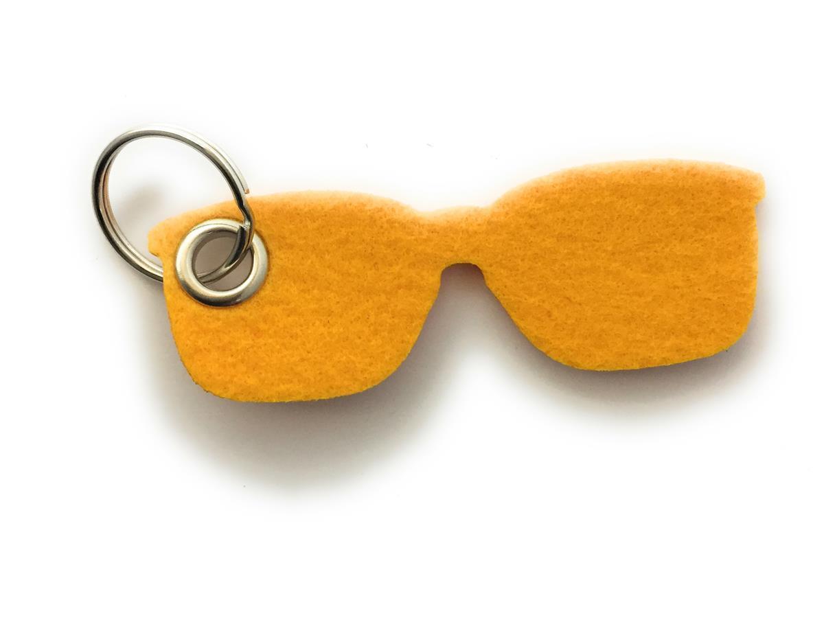 Brille - Schlüsselanhänger Filz in gelb mit Druck 4-fbg