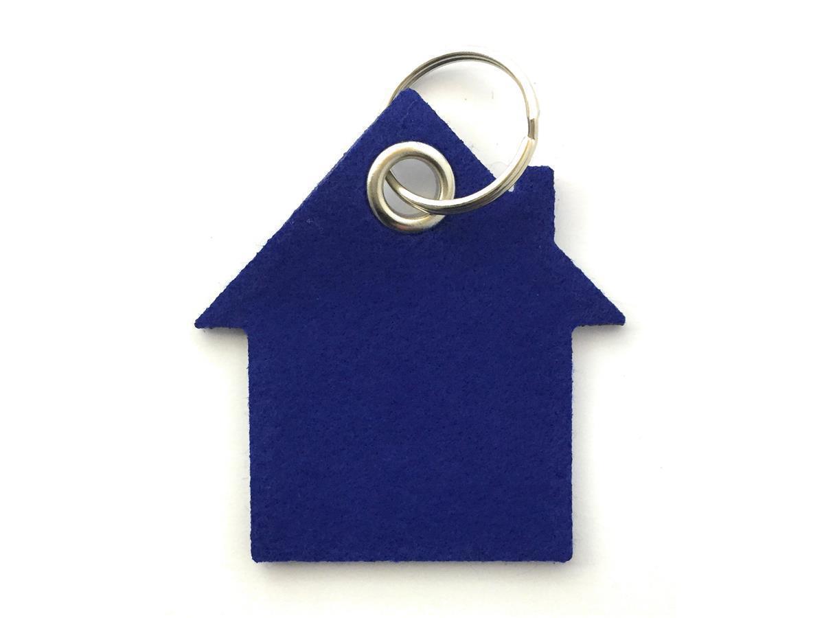 Haus - Schlüsselanhänger Filz in royalblau mit Druck 4-fbg