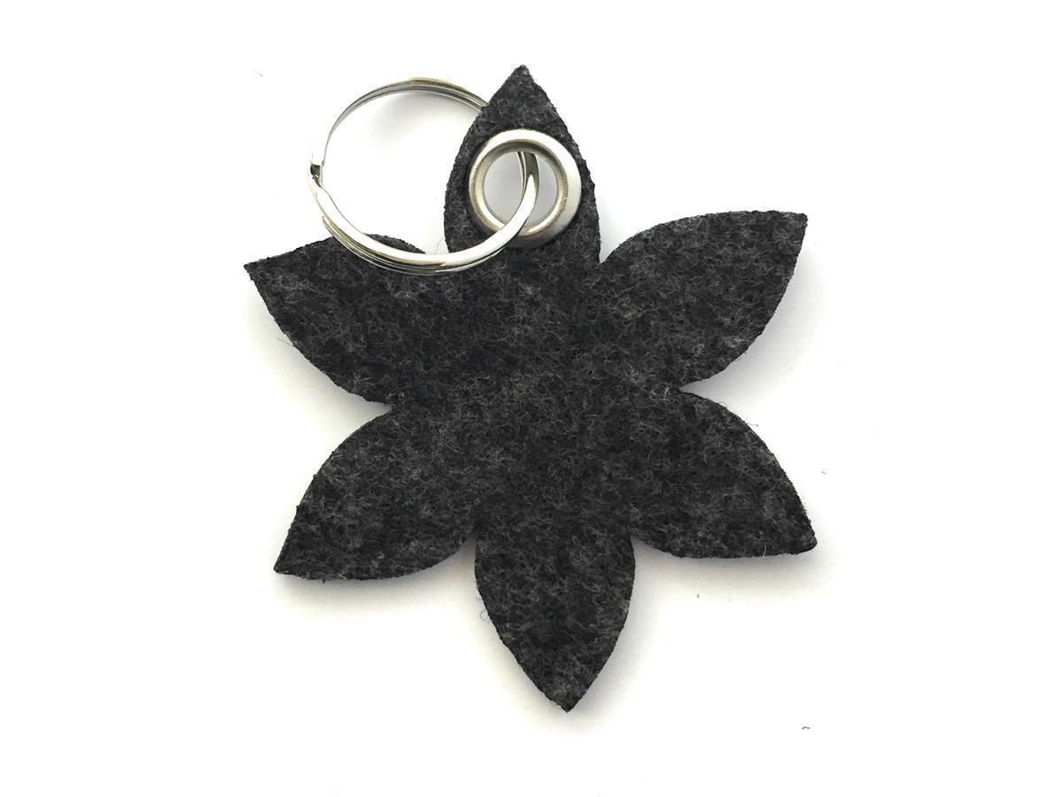 Blume - Spitz - Schlüsselanhänger Filz schwarz mel. - Druck / Gravur Blume - Spitz - Schlüsselanhänger Filz schwarz meliert -Druck 4-fbg