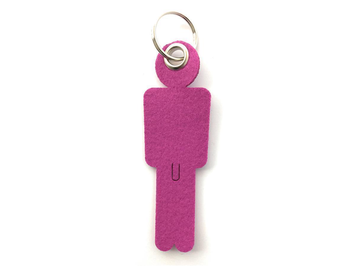 Mann - Schlüsselanhänger Filz in magenta mit Druck 4-fbg