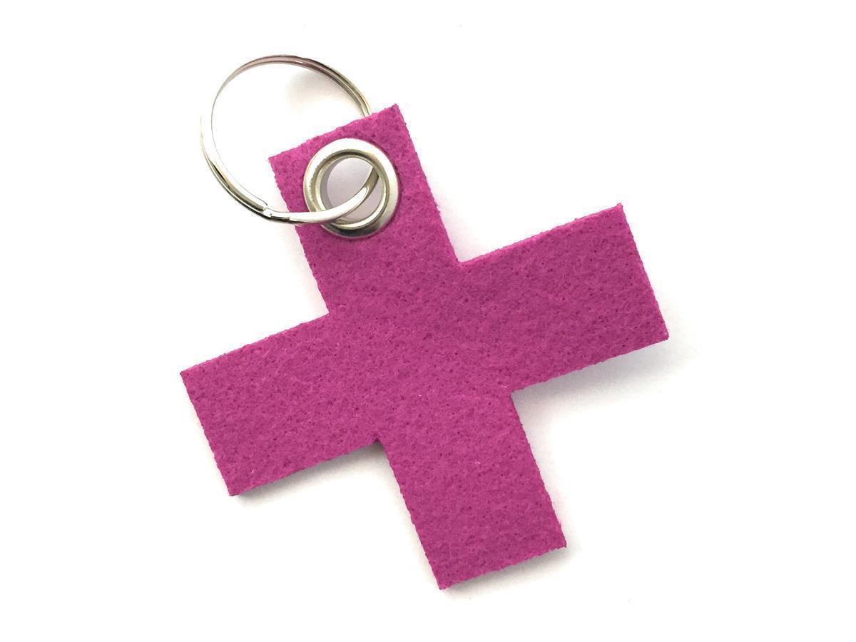 Kreuz klein - Schlüsselanhänger Filz in magenta mit Druck 4-fbg