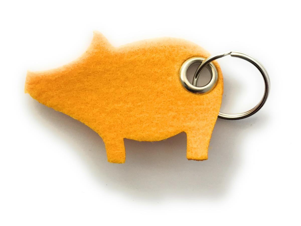 Glücks-Schwein - Schlüsselanhänger Filz in gelb mit Druck 4-fbg