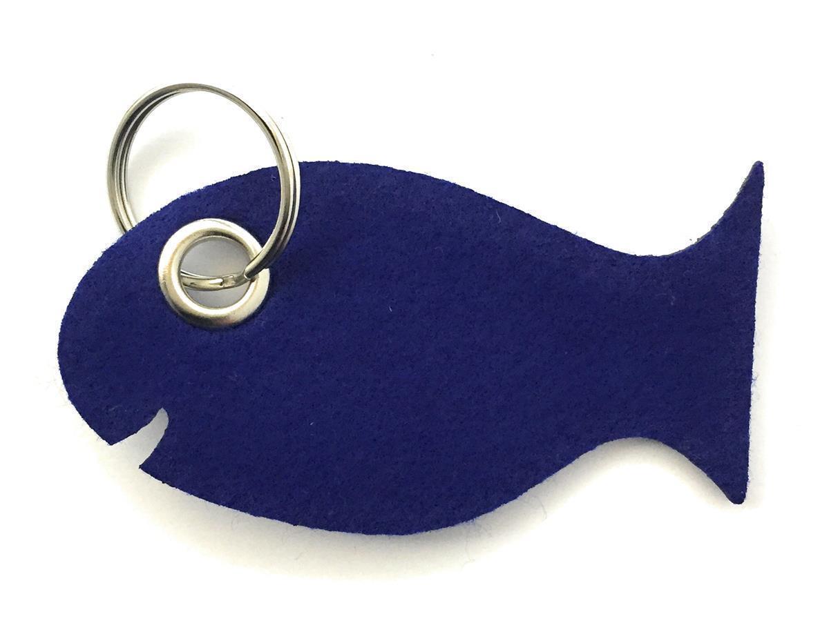 Fisch - Schlüsselanhänger Filz in royalblau mit Druck 4-fbg