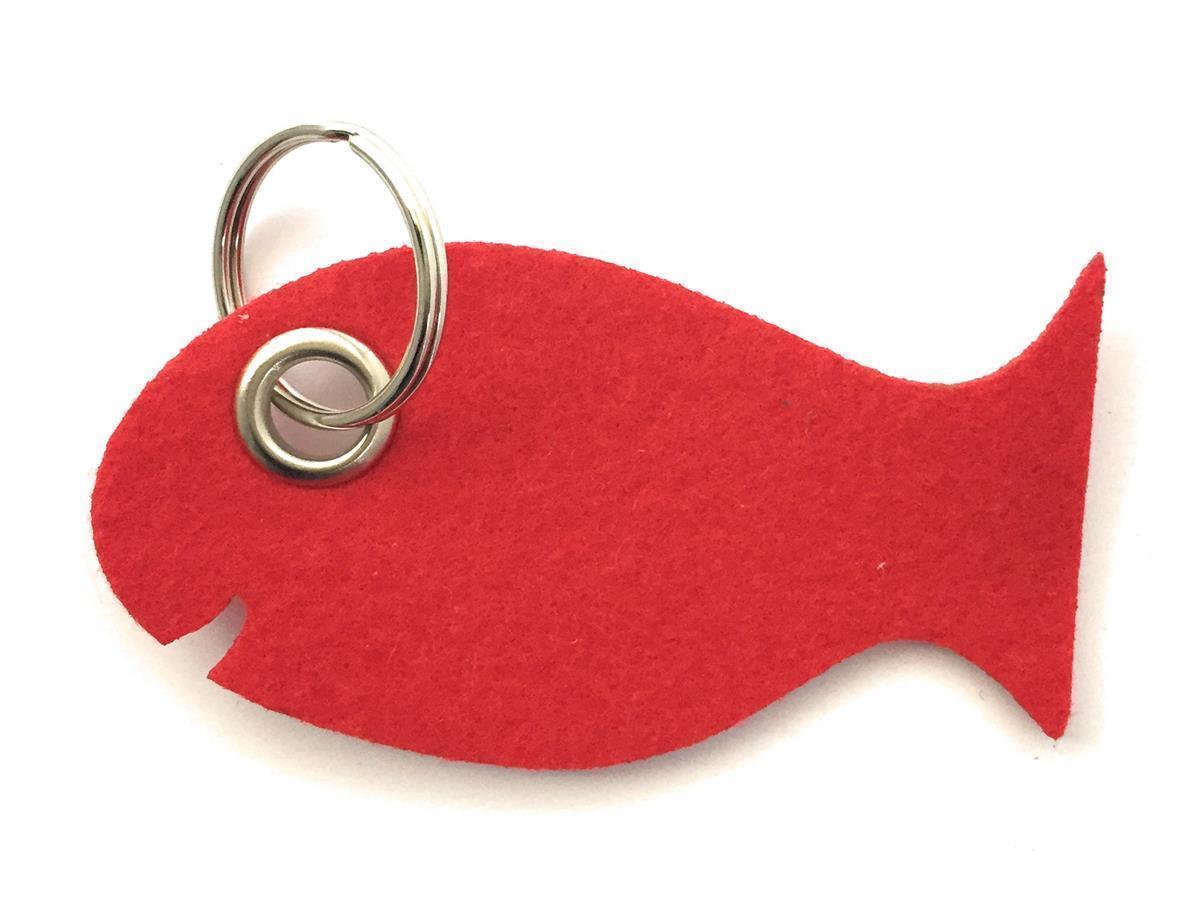 Fisch - Schlüsselanhänger Filz in rot mit Druck 4-fbg