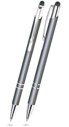 Grauer LEONIE TOUCH-PEN - Kugelschreiber aus Metall mit gratis Gravur