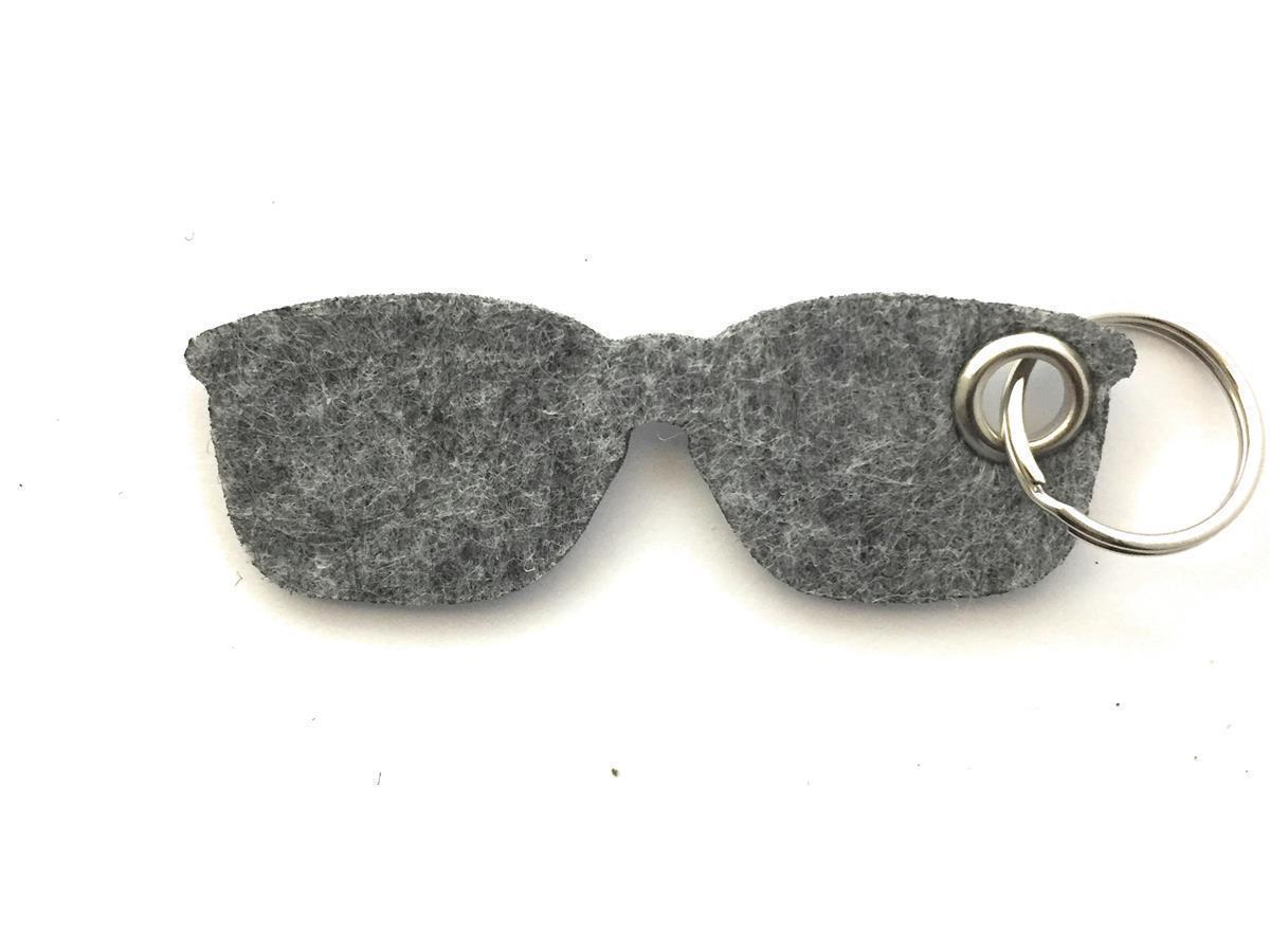 Brille - Schlüsselanhänger Filz in grau meliert - Druck / Gravur Brille - Schlüsselanhänger Filz in grau meliert mit Druck 4-fbg