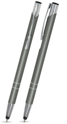 Grau matter LIBO SLIM TOUCH-PEN - Kugelschreiber aus Metall mit gratis Gravur