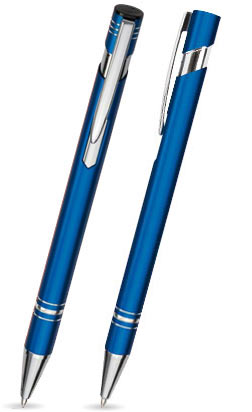 Blauer LANDO - Kugelschreiber aus Metall mit gratis Gravur Blauer LANDO - Kugelschreiber aus Metall mit gratis Gravur