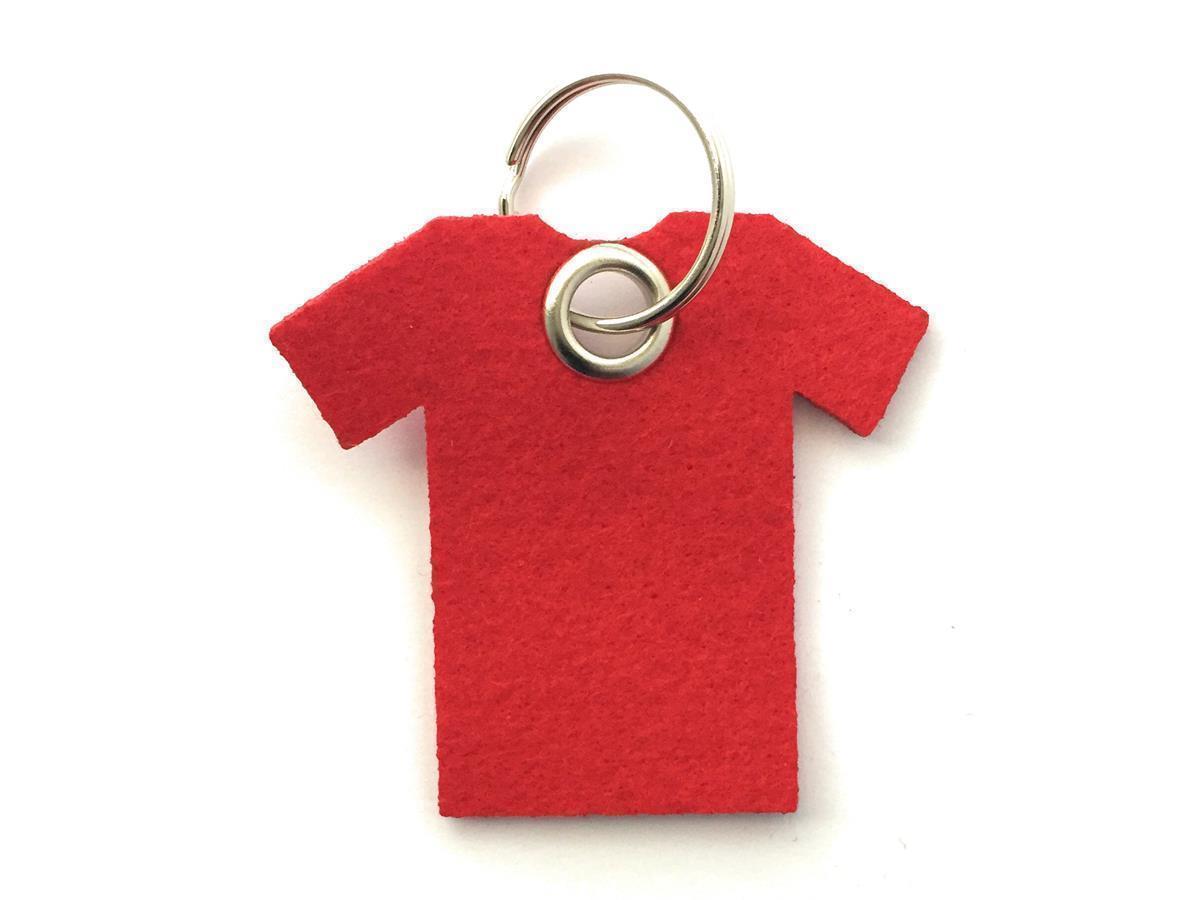 T-Shirt - Schlüsselanhänger Filz in rot mit Druck 4-fbg