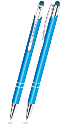 Türkis/ Blauer LEONIE TOUCH-PEN - Kugelschreiber aus Metall mit gratis Gravur