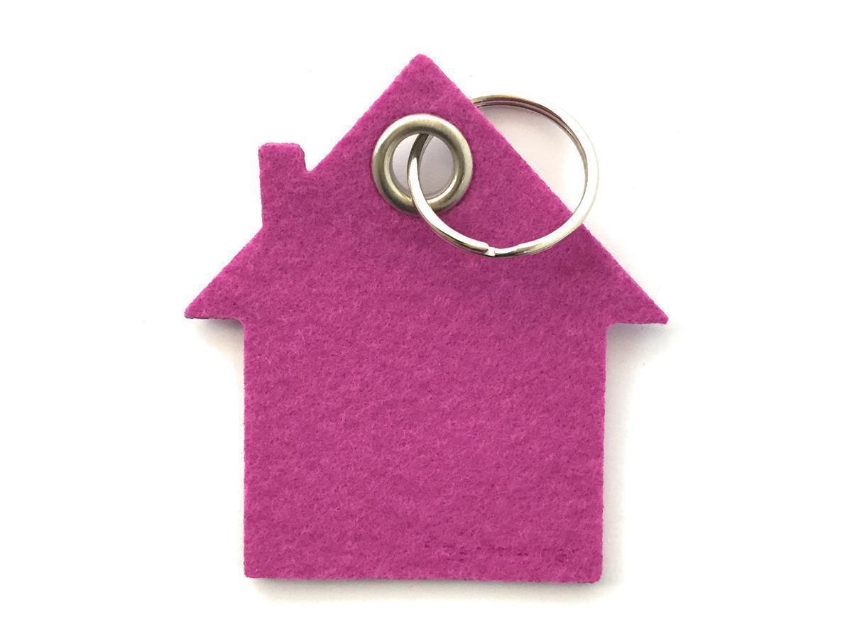 Haus - Schlüsselanhänger Filz in magenta mit Druck 4-fbg
