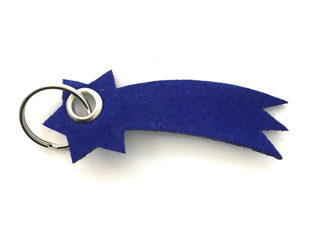 Sternschnuppe - Schlüsselanhänger Filz in royalblau - Druck / Gravur Sternschnuppe - Schlüsselanhänger Filz in royalblau mit Druck 4-fbg