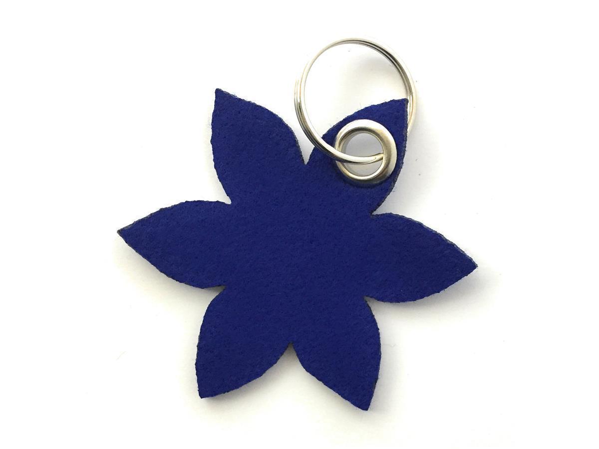 Blume - Spitz - Schlüsselanhänger Filz in royalblau - Druck / Gravur Blume - Spitz - Schlüsselanhänger Filz in royalblau mit Druck 4-fbg