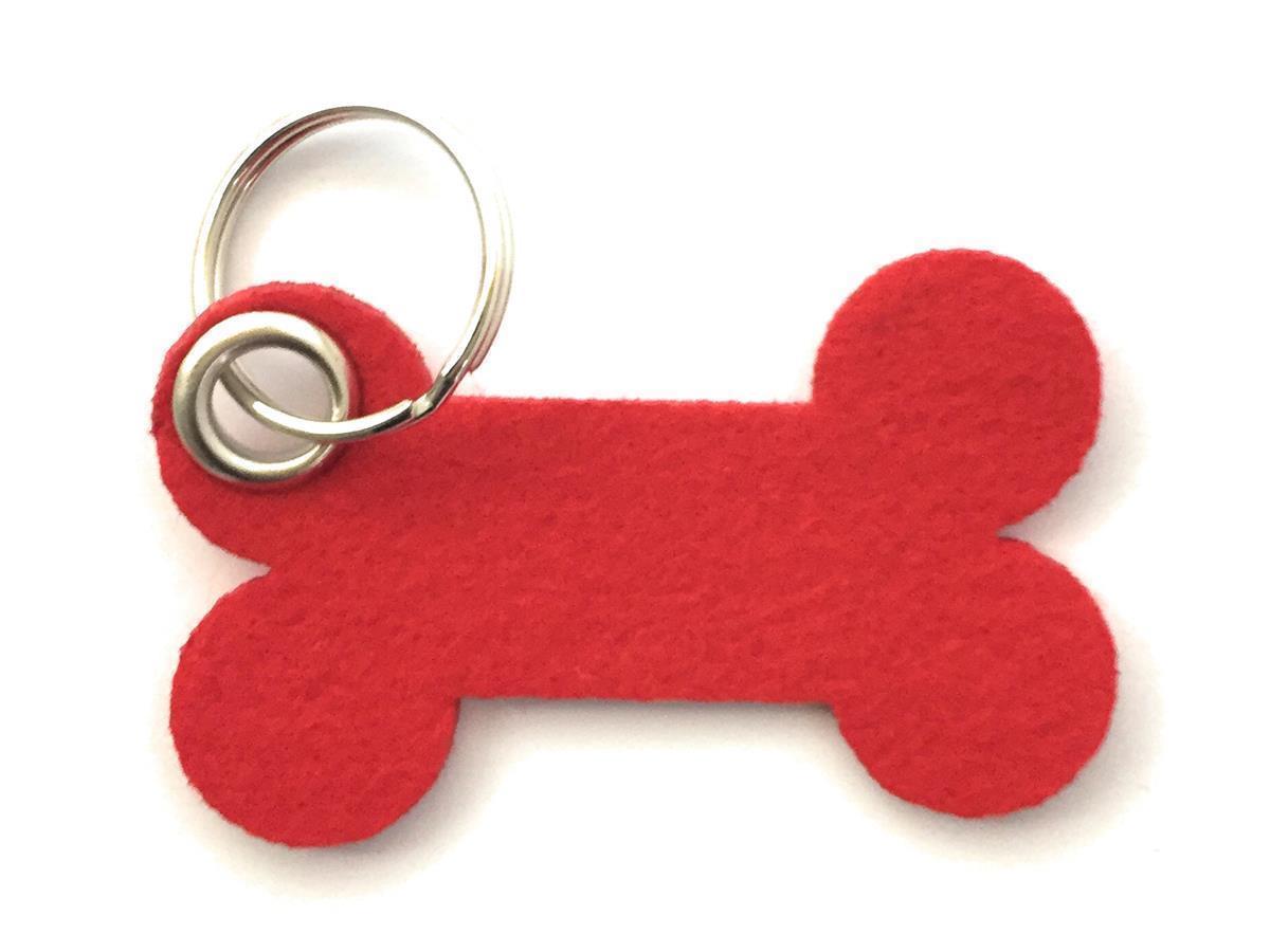 Knochen - Schlüsselanhänger Filz in rot - Druck / Gravur Knochen - Schlüsselanhänger Filz in rot mit Druck 4-fbg