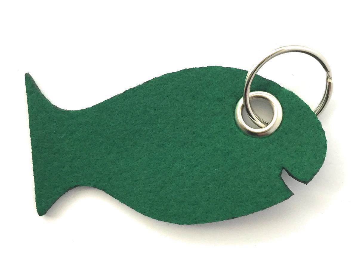Fisch - Schlüsselanhänger Filz in waldgrün - Druck / Gravur Fisch - Schlüsselanhänger Filz in waldgrün mit Druck 4-fbg
