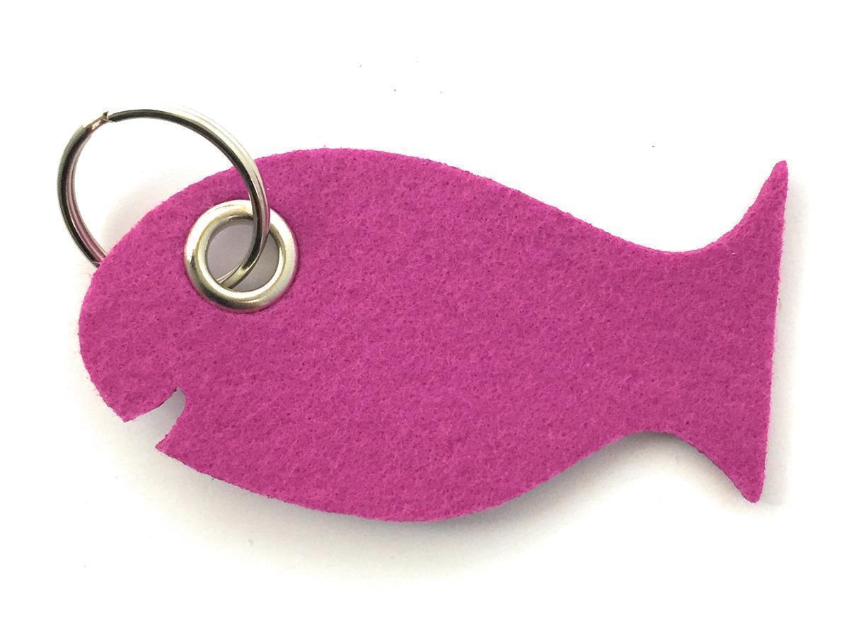 Fisch - Schlüsselanhänger Filz in magenta mit Druck 4-fbg