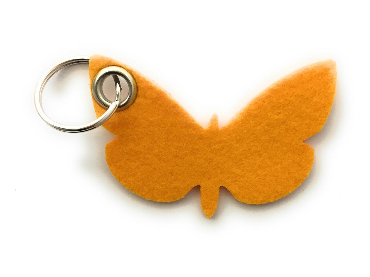 Schmetterling - Schlüsselanhänger Filz in gelb - Druck / Gravur Schmetterling - Schlüsselanhänger Filz in gelb mit Druck 4-fbg