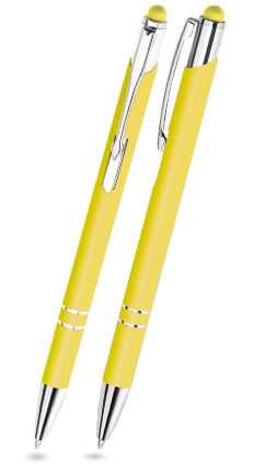 Gelber LEONIE TOUCH-PEN - Kugelschreiber aus Metall mit gratis Gravur