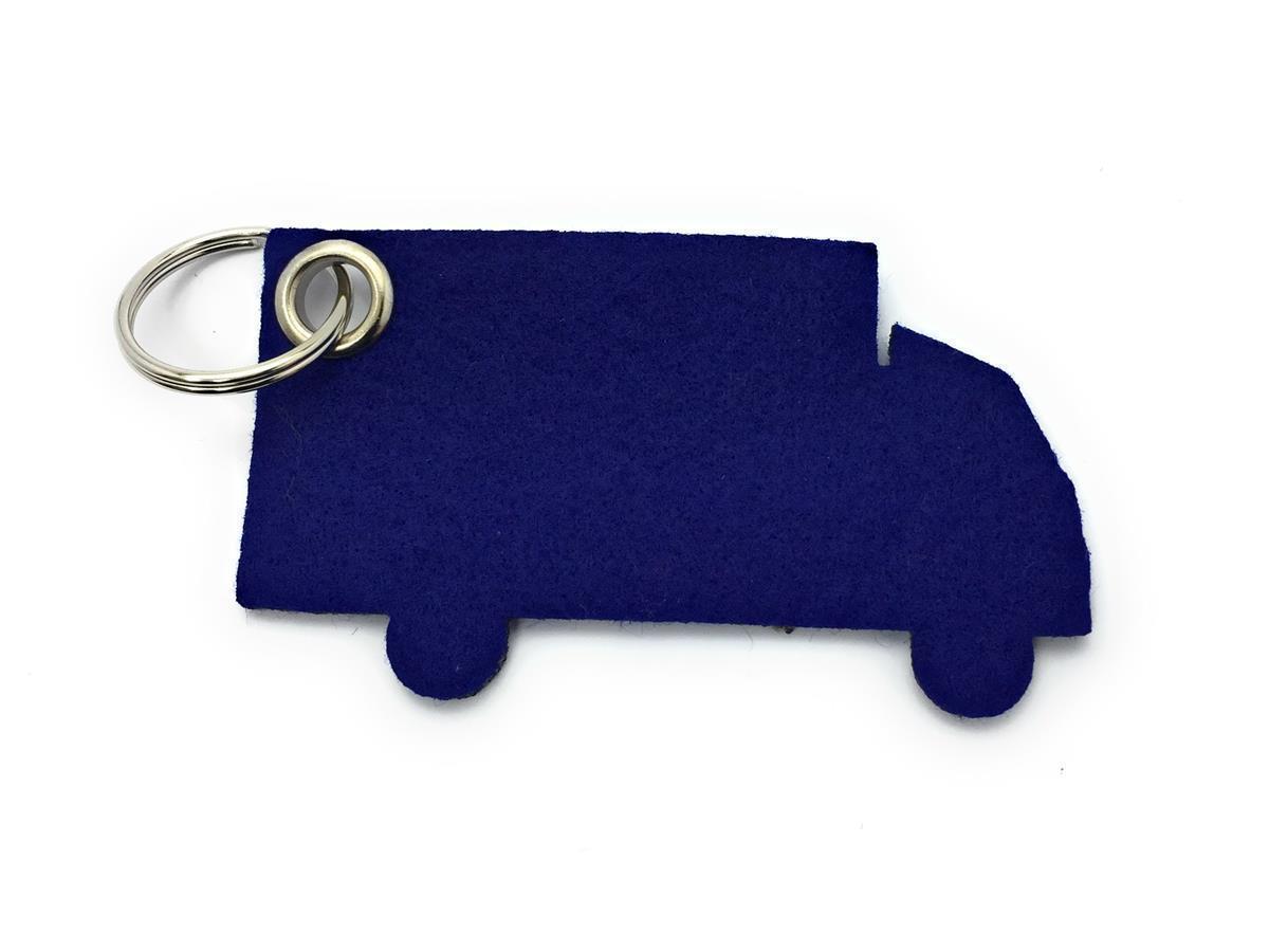 LKW - Schlüsselanhänger Filz in royalblau - Druck / Gravur LKW - Schlüsselanhänger Filz in royalblau mit Druck 4-fbg
