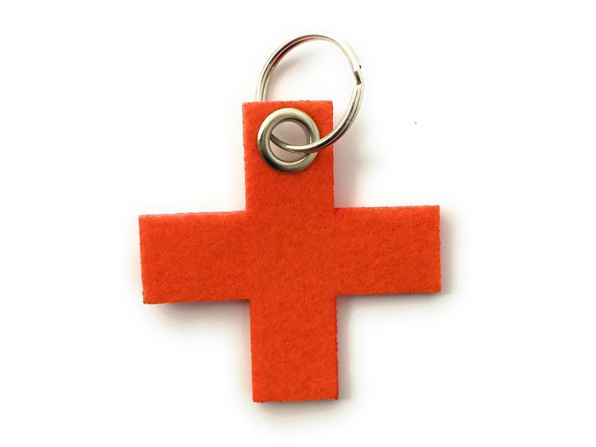 Kreuz klein - Schlüsselanhänger Filz in orange mit Druck 4-fbg