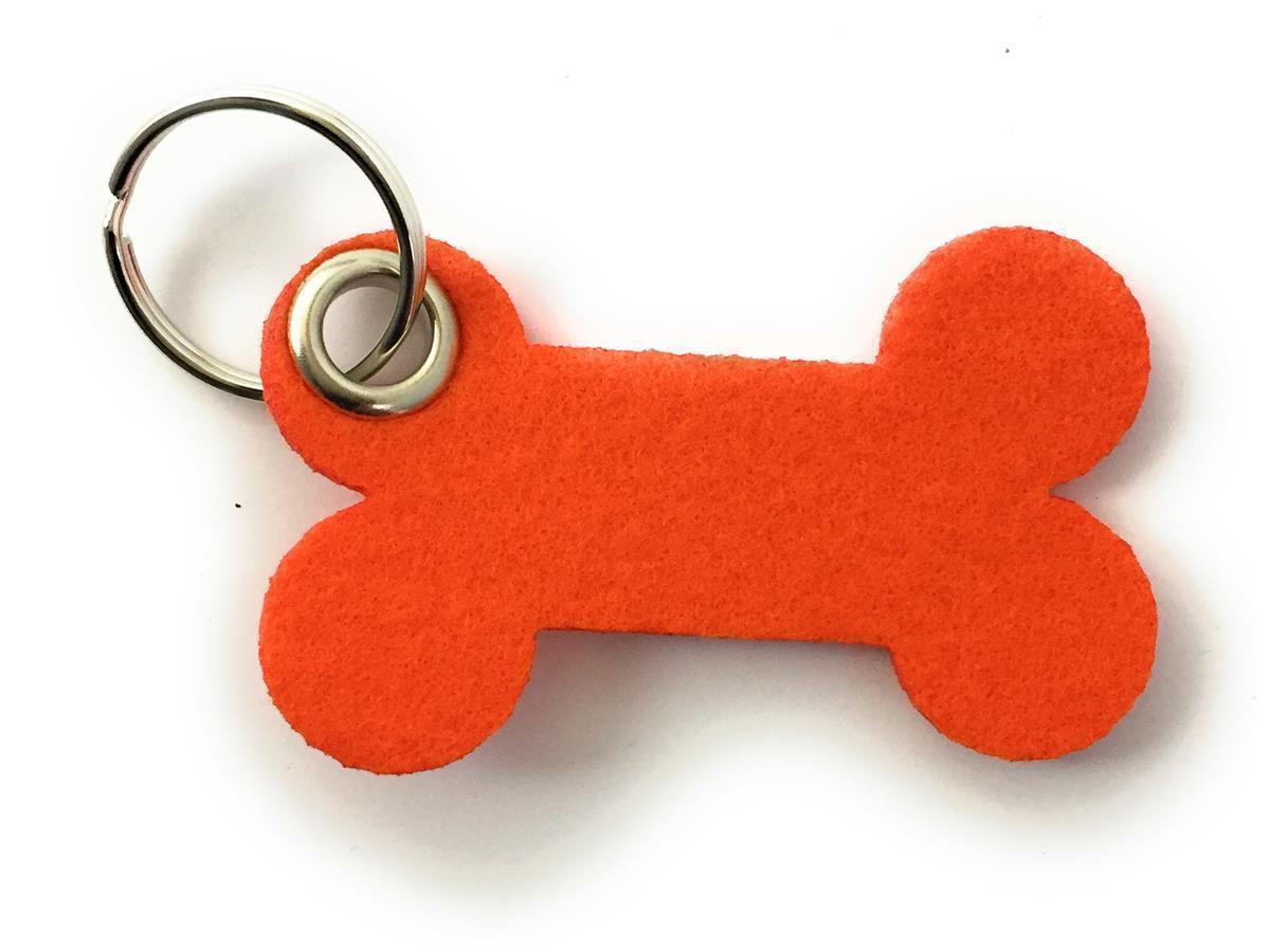 Knochen - Schlüsselanhänger Filz in orange mit Druck 4-fbg