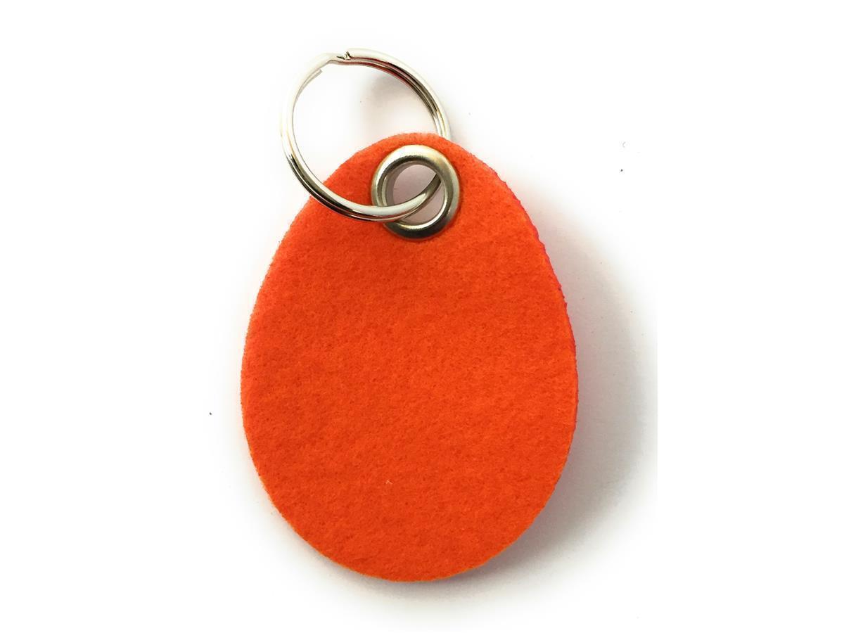 Ei- Schlüsselanhänger Filz in orange - Druck / Gravur Ei- Schlüsselanhänger Filz in orange mit Druck 4-fbg