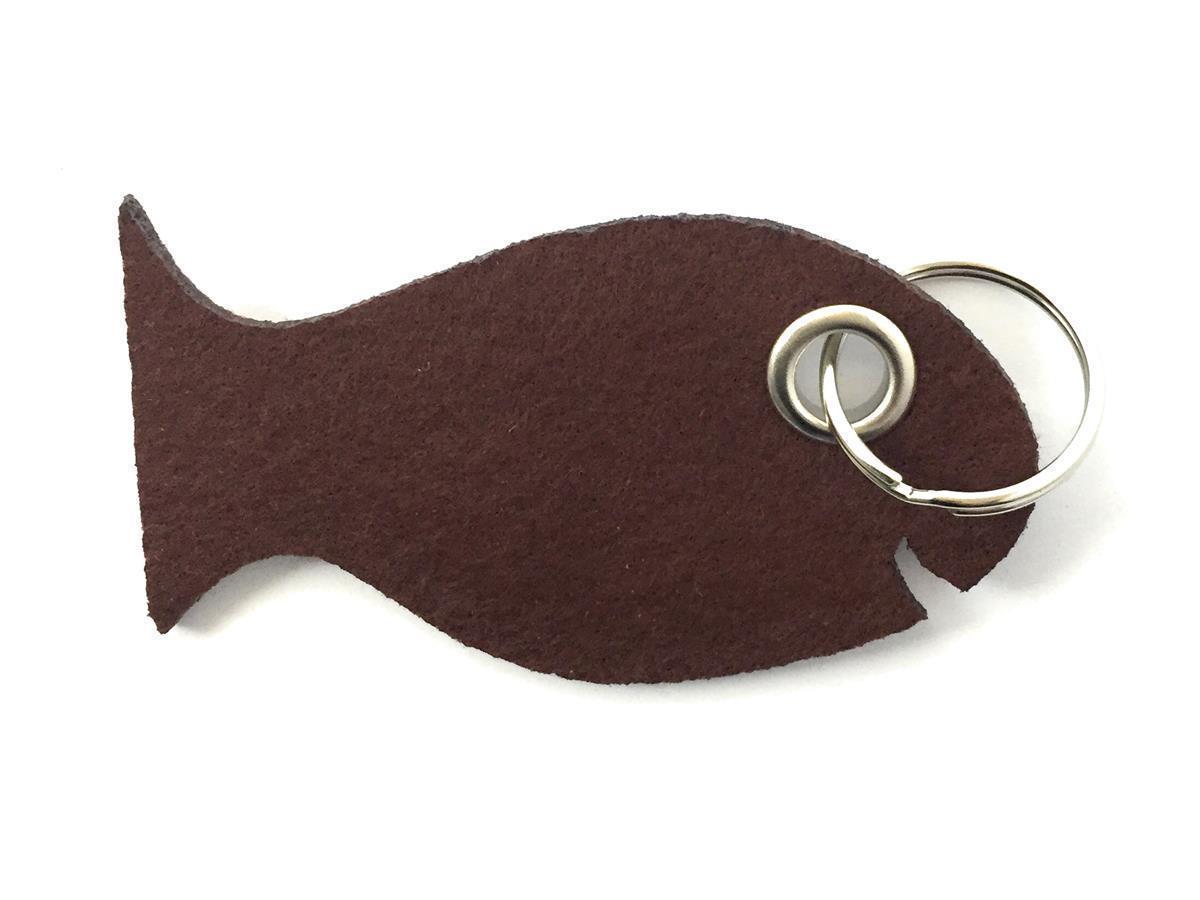 Fisch - Schlüsselanhänger Filz in braun mit Druck 4-fbg