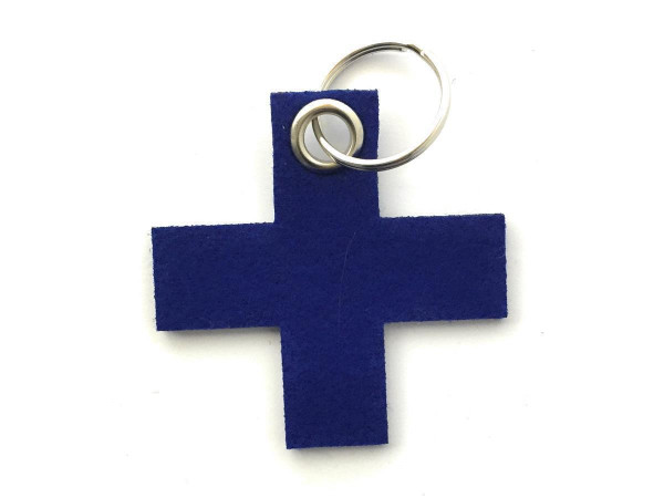 Kreuz, klein / X - Filz-Schlüsselanhänger - Farbe: royalblau - optional mit Gravur / Aufdruck