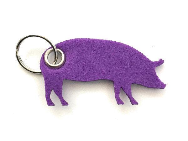 Schwein / Hausschwein - Filz-Schlüsselanhänger - Farbe: lila / flieder - optional mit Gravur / Aufdr