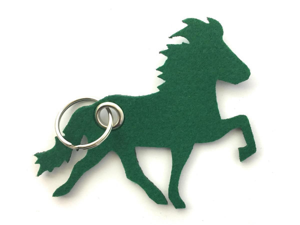 Island -Pferd / Reiten - Filz-Schlüsselanhänger - Farbe: waldgrün - optional mit Gravur / Aufdruck