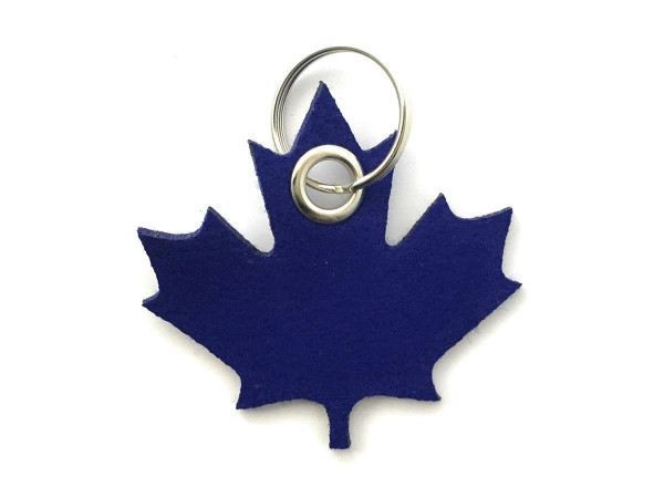 Ahorn-Blatt / Kanada - Filz-Schlüsselanhänger - Farbe: royalblau - optional mit Gravur / Aufdruck