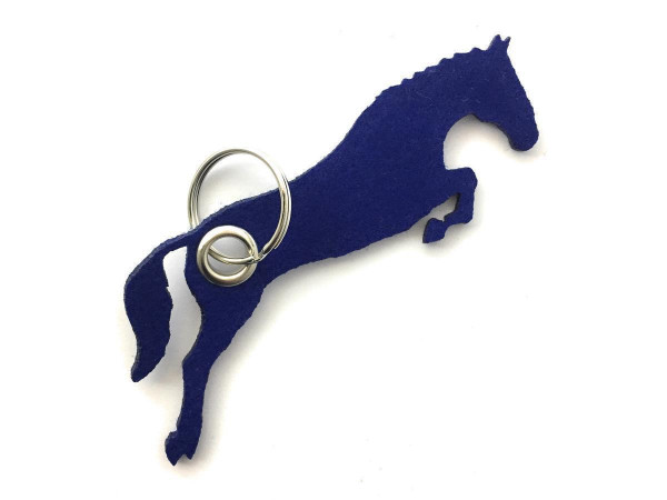 Spring - Pferd - Filz-Schlüsselanhänger - Farbe: royalblau - optional mit Gravur / Aufdruck