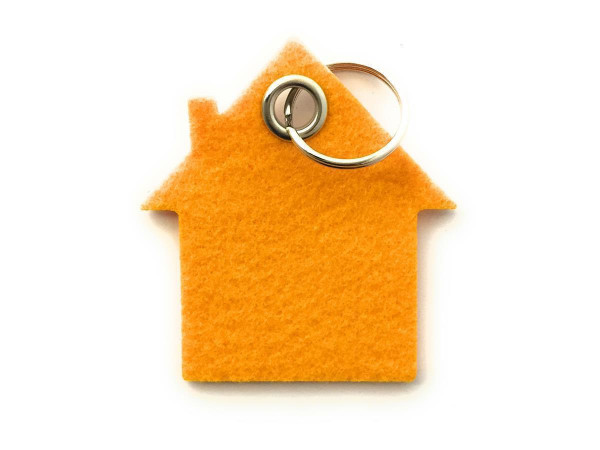 Haus - Filz-Schlüsselanhänger - Farbe: gelb - optional mit Gravur / Aufdruck