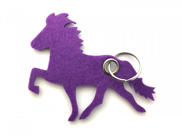 Island -Pferd / Reiten - Filz-Schlüsselanhänger - Farbe: lila / flieder - optional mit Gravur / Aufd
