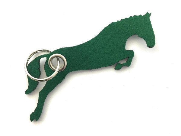 Spring - Pferd - Filz-Schlüsselanhänger - Farbe: waldgrün - optional mit Gravur / Aufdruck